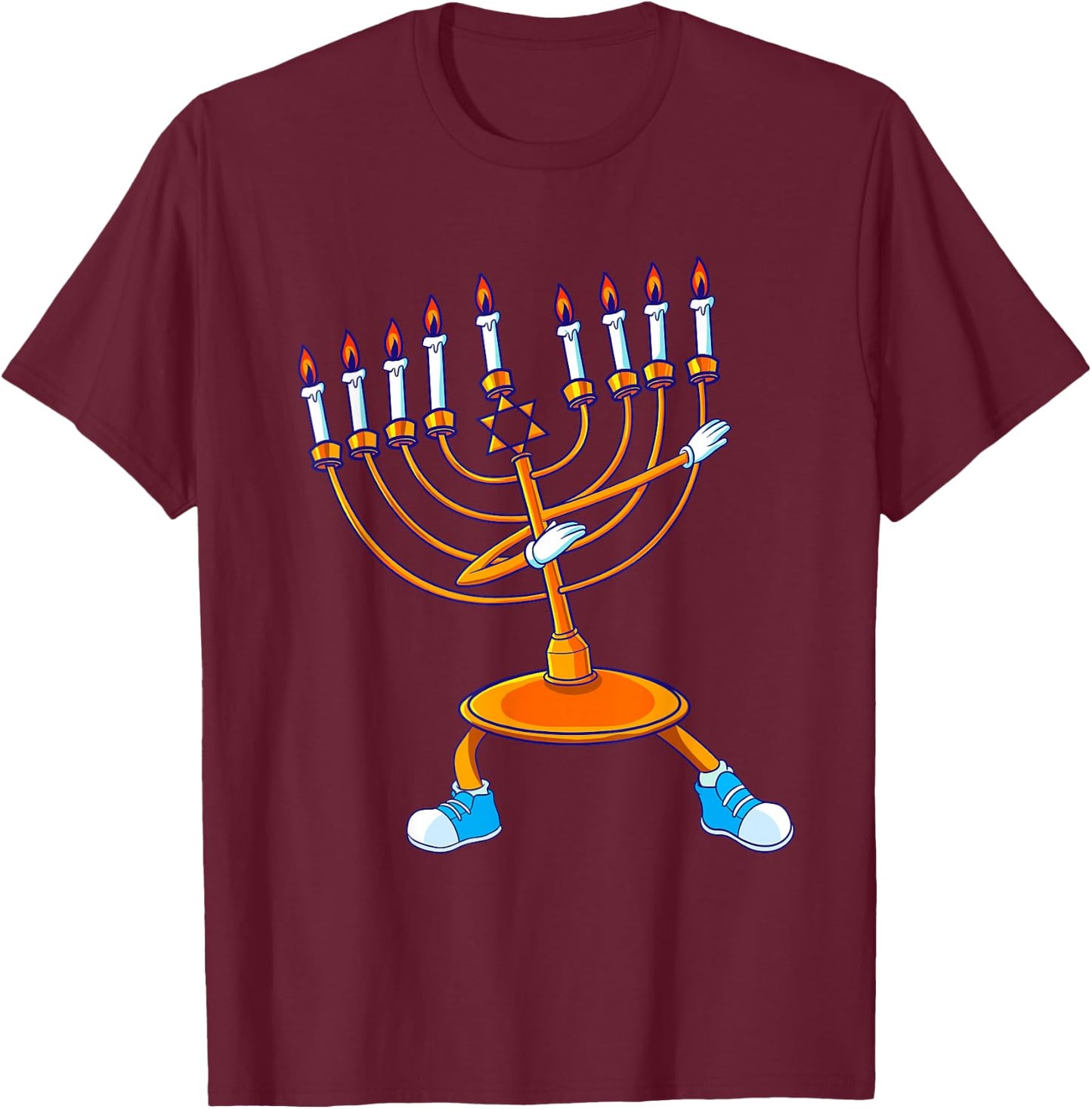 Dabbing Menorah Hanukkah Dancing Chanukah Kids Girls Boys T-Shirt - T-Shirt | Maroon