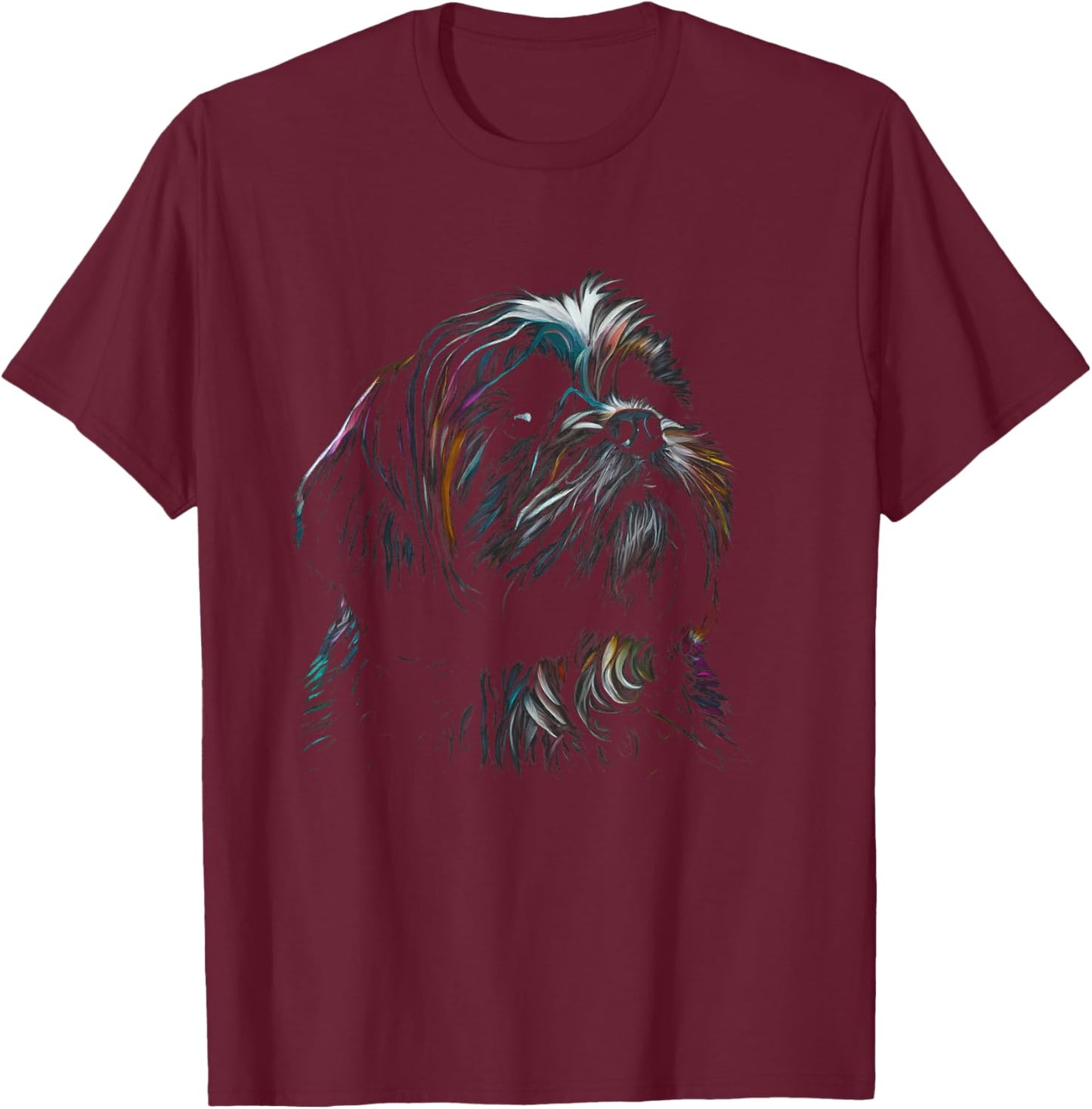 Colorful Splash Shih Tzu Art Animal Breeder Dog Trainer Men Women Kids T-Shirt - T-Shirt | Maroon