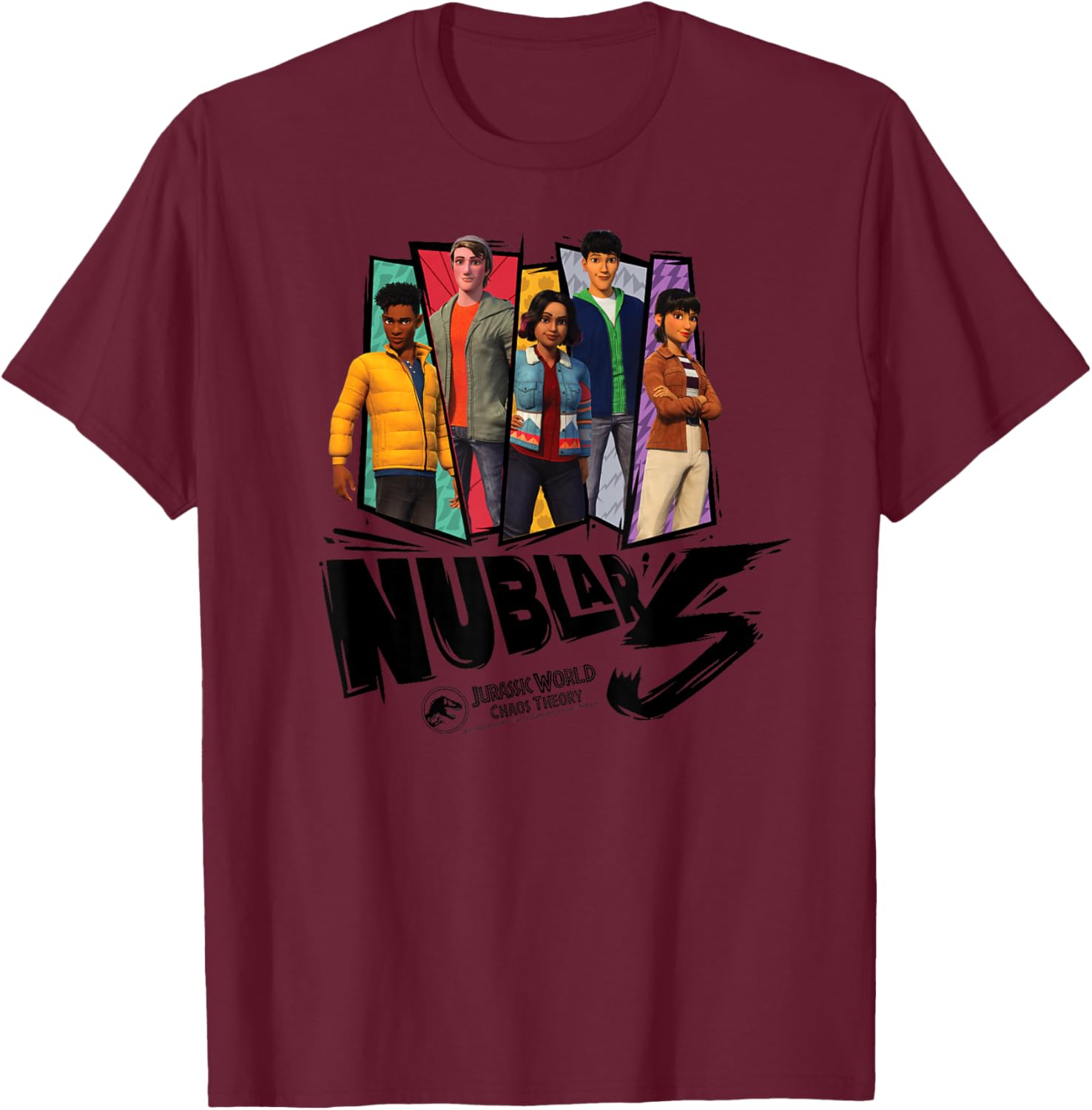 Jurassic World: Chaos Theory Nublar 5 T-Shirt - T-Shirt | Maroon