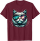Cat Space Galaxy Sunglasses Cats Women Girls Kids T-Shirt - T-Shirt | Maroon