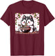 Kawaii Husky dog Eating Ramen T-Shirt - T-Shirt | Maroon