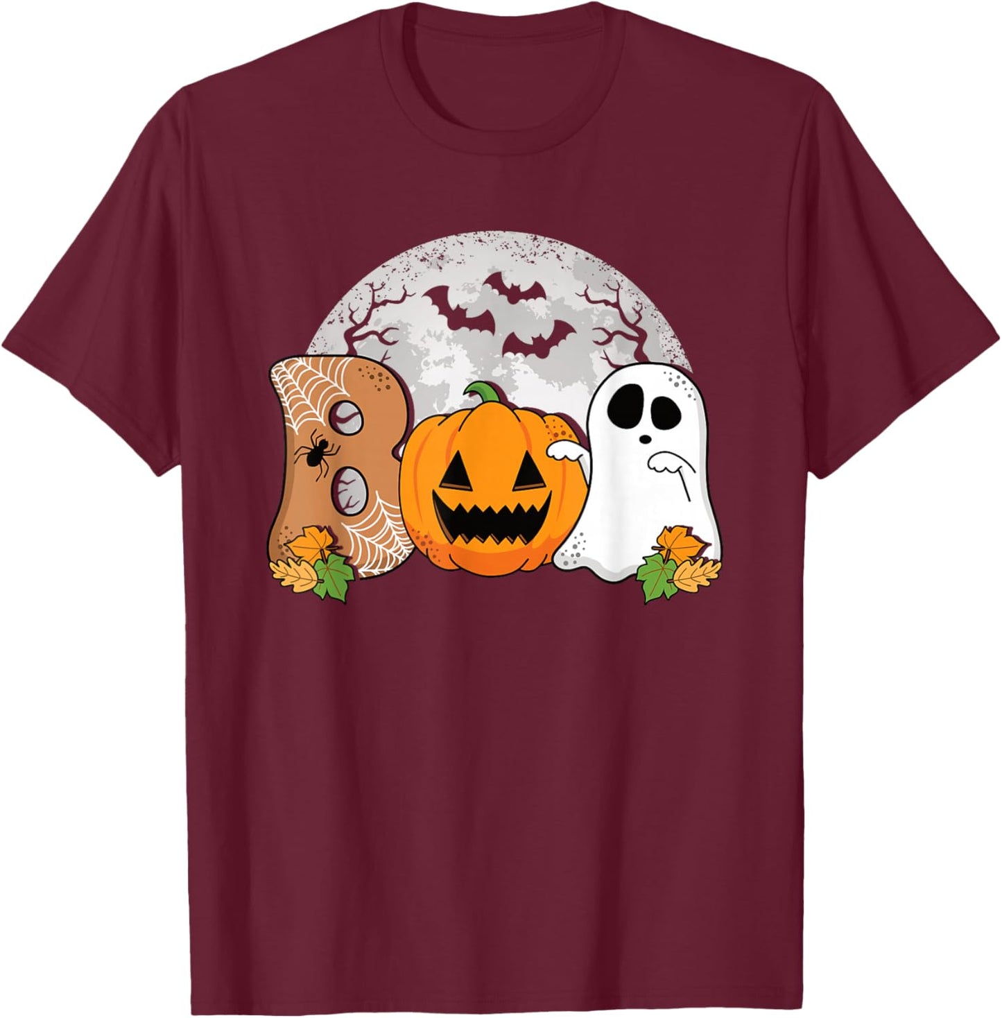 Boo Halloween Pumpkin Ghost Scary Halloween Men Women Kids T-Shirt - T-Shirt | Maroon