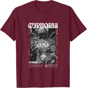 Euphoria Angel - Bold Urban Graffiti T-Shirt - T-Shirt | Maroon