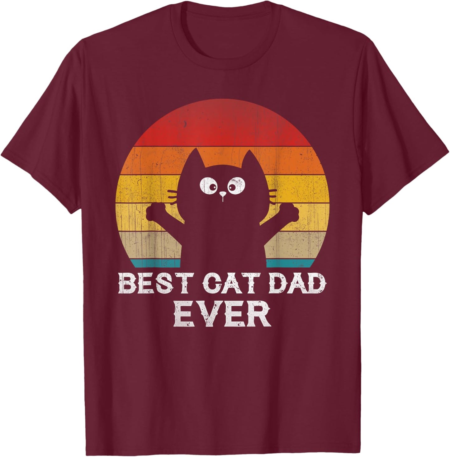 Best Cat Dad Ever - Funny Cat Gifts Men Women T-Shirt - T-Shirt | Maroon