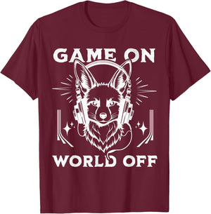 Funny Video Game On World Off Gamer Fox and Boys T-Shirt - T-Shirt | Maroon