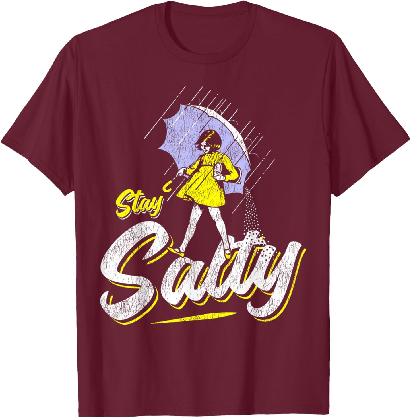 Vintage Salty Meme All These Flavors Girl holding Umbrella T-Shirt - T-Shirt | Maroon