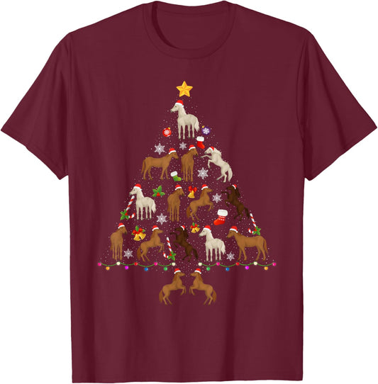 Horse Christmas Tree Funny Ugly Christmas Sweater T-Shirt - T-Shirt | Maroon