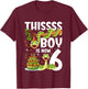 Kids 6th Reptile Birthday 6 Year Old Boy Snake Birthday Party T-Shirt - T-Shirt | Maroon