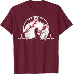 Baseball Heartbeat Gifts For Boys Who Love Baseball T-Shirt - T-Shirt | Maroon