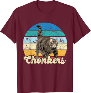 Chonkers Funny Chonk Cat Meme Chonky Boi T-Shirt - T-Shirt | Maroon