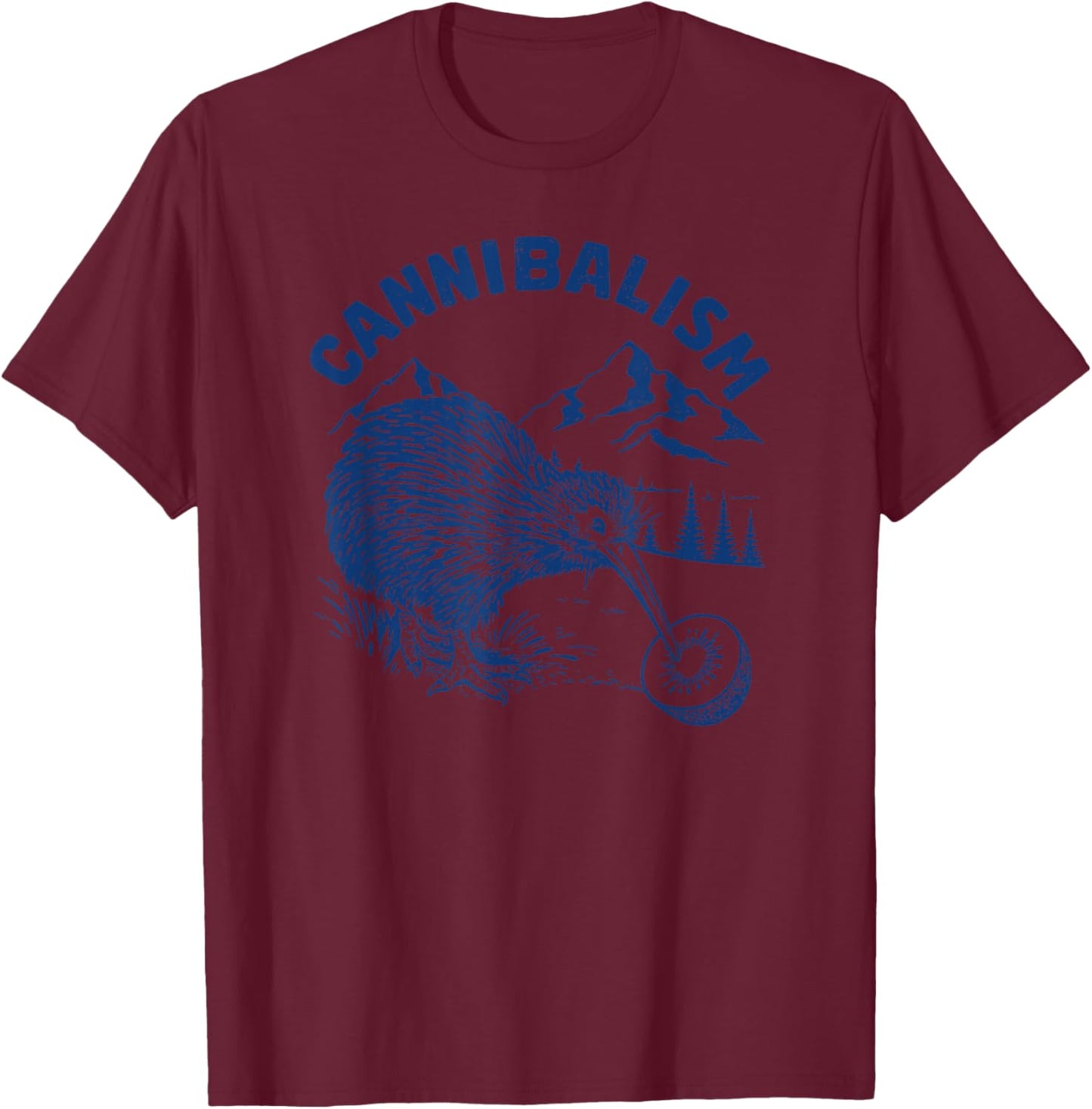 Cannibalism Kiwis Birdwatching Funny New Zealand Bird Watching T-Shirt - T-Shirt | Maroon