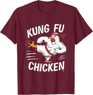 Kung Fu Chicken Funny Karate Rooster Women Men Chicken T-Shirt - T-Shirt | Maroon