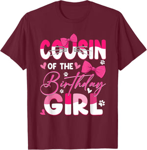 Cousin Of The Birthday Girl Cat Kitty Family Matching T-Shirt - T-Shirt | Maroon