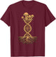 Mushroom DNA Helix Design with Roots and Fungi Artwork T-Shirt - T-Shirt | Maroon
