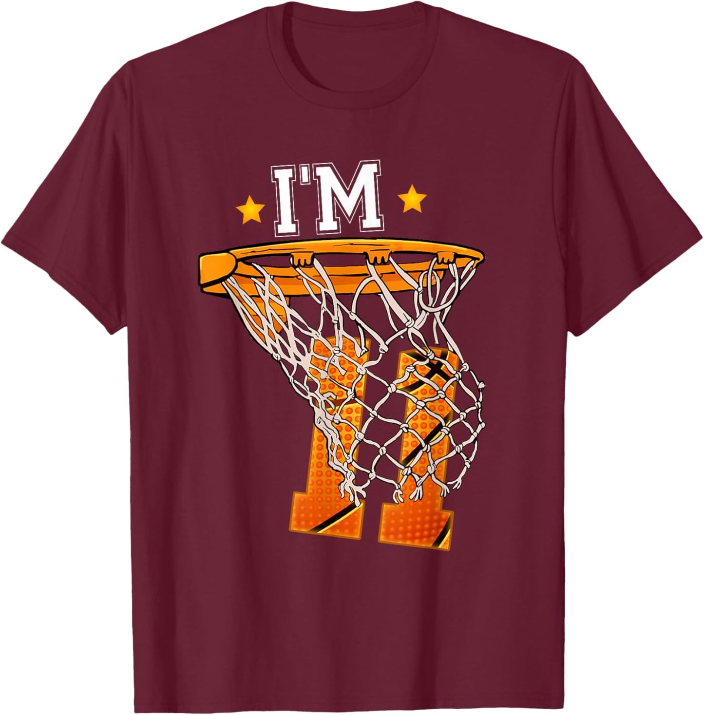 11th Birthday Basketball Shirt I'm 11 Boy Girl 11th Birthday T-Shirt - T-Shirt | Maroon