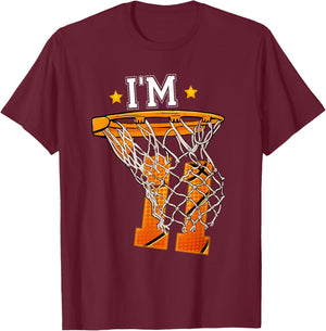 11th Birthday Basketball Shirt I'm 11 Boy Girl 11th Birthday T-Shirt - T-Shirt | Maroon