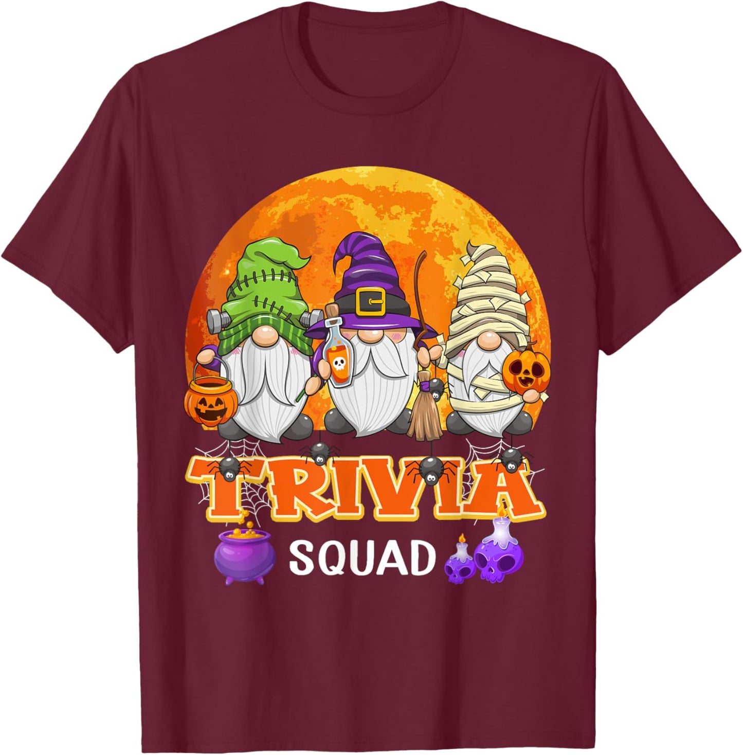 Trivia Squad Halloween Trivia Host Gnome Matching T-Shirt - T-Shirt | Maroon