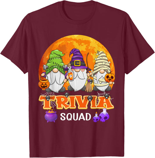 Trivia Squad Halloween Trivia Host Gnome Matching T-Shirt - T-Shirt | Maroon