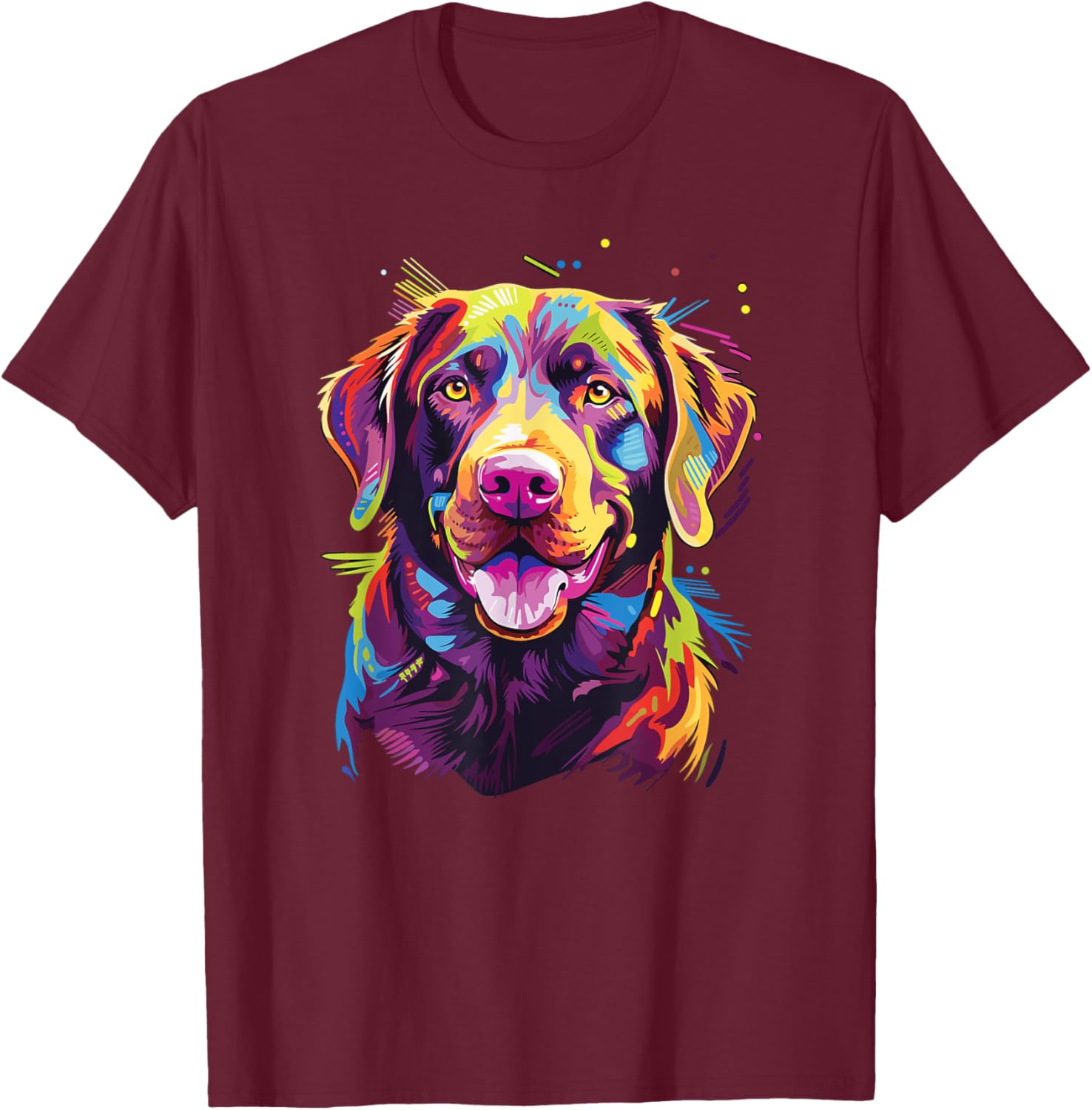Watercolor Colorful Chesapeake Bay Retriever Dog T-Shirt - T-Shirt | Maroon