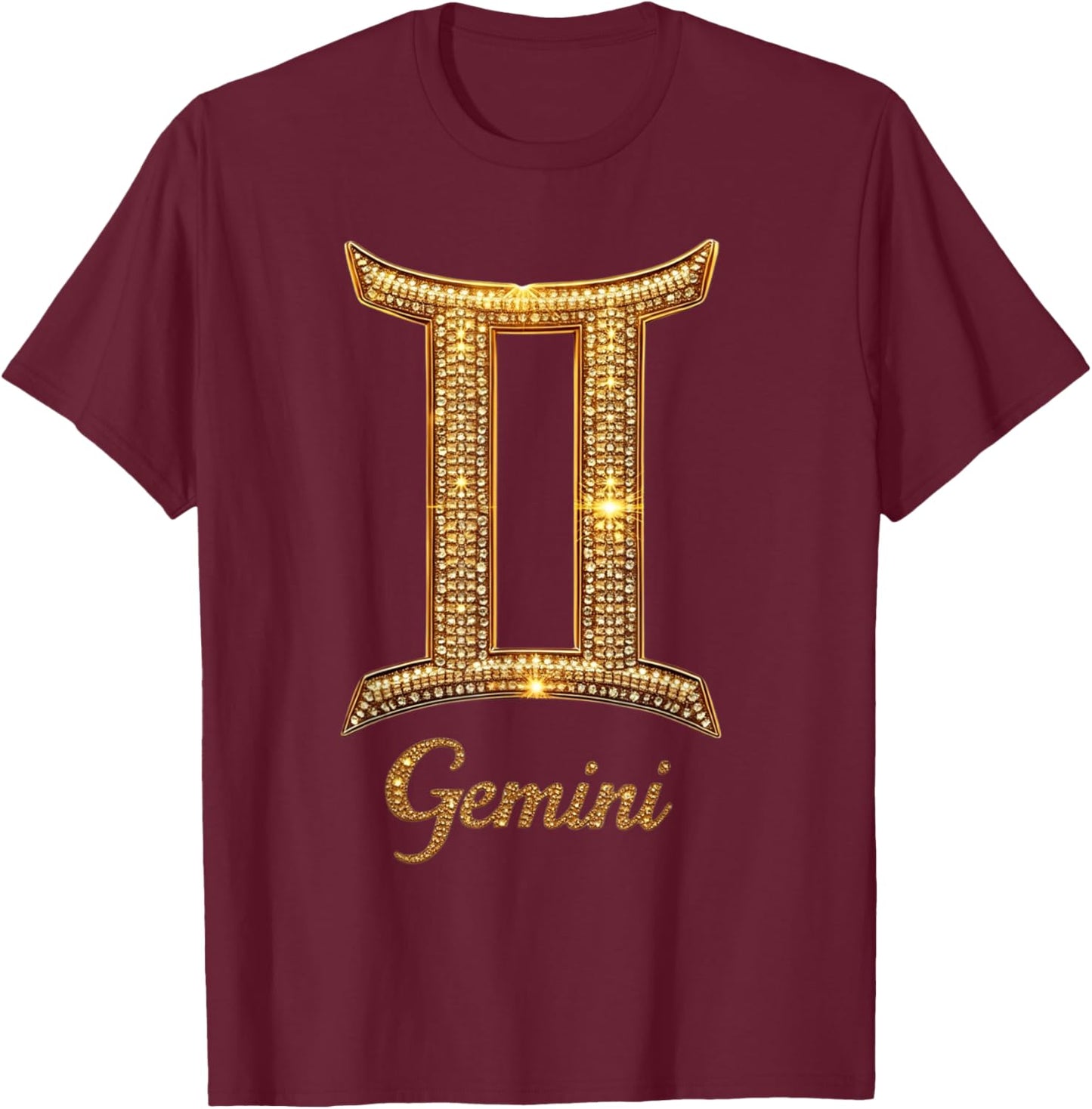 Fancy Gold and Diamond Gemini Gift T-Shirt - T-Shirt | Maroon