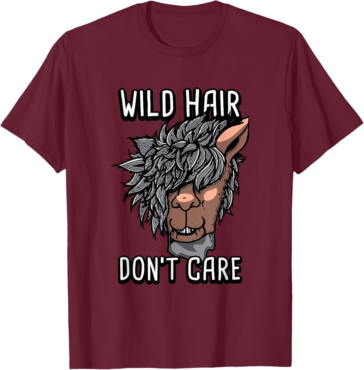 Alpaca Wild Hair Don't Care Funny Llama Lover Gift T-Shirt - T-Shirt | Maroon