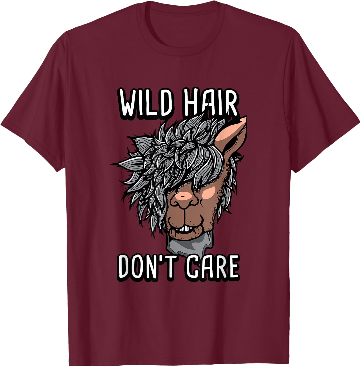 Alpaca Wild Hair Don't Care Funny Llama Lover Gift T-Shirt - T-Shirt | Maroon