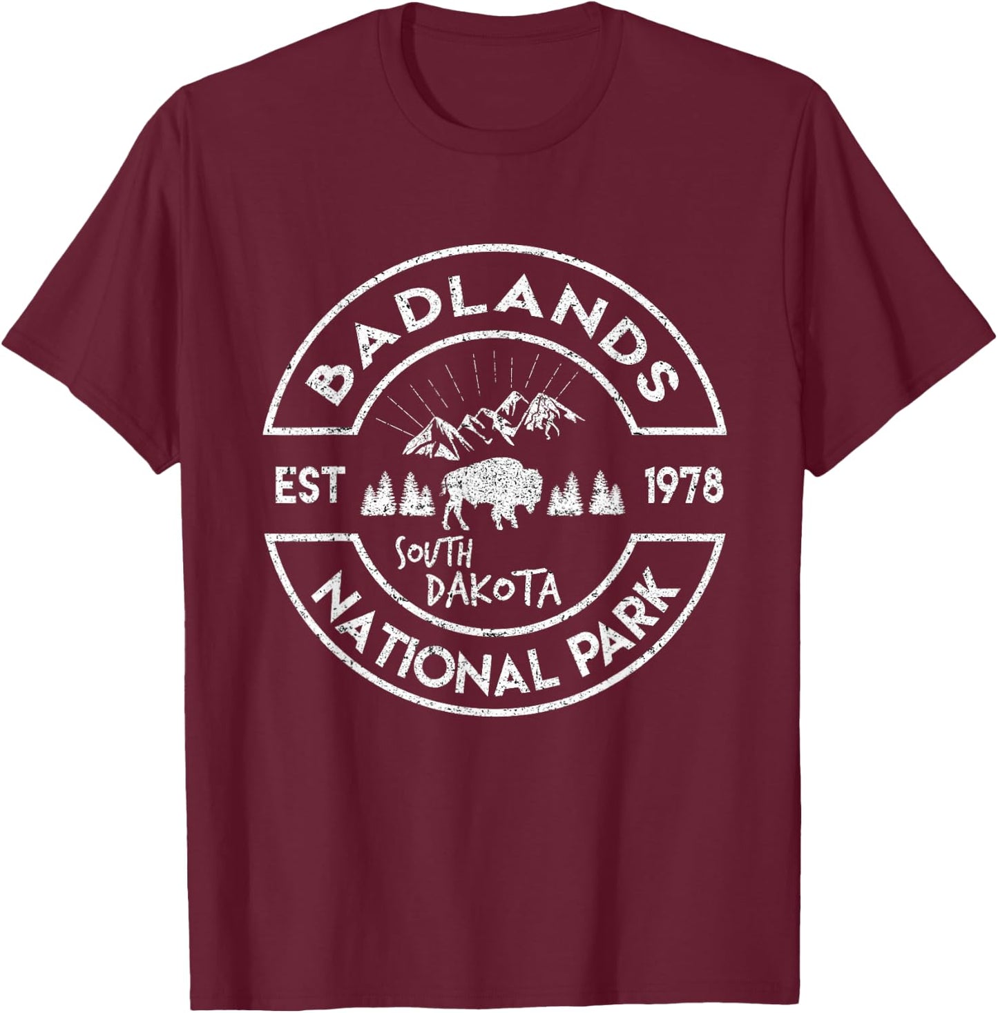 Badlands National Park Retro Hiking Vintage South Dakota Mom T-Shirt - T-Shirt | Maroon