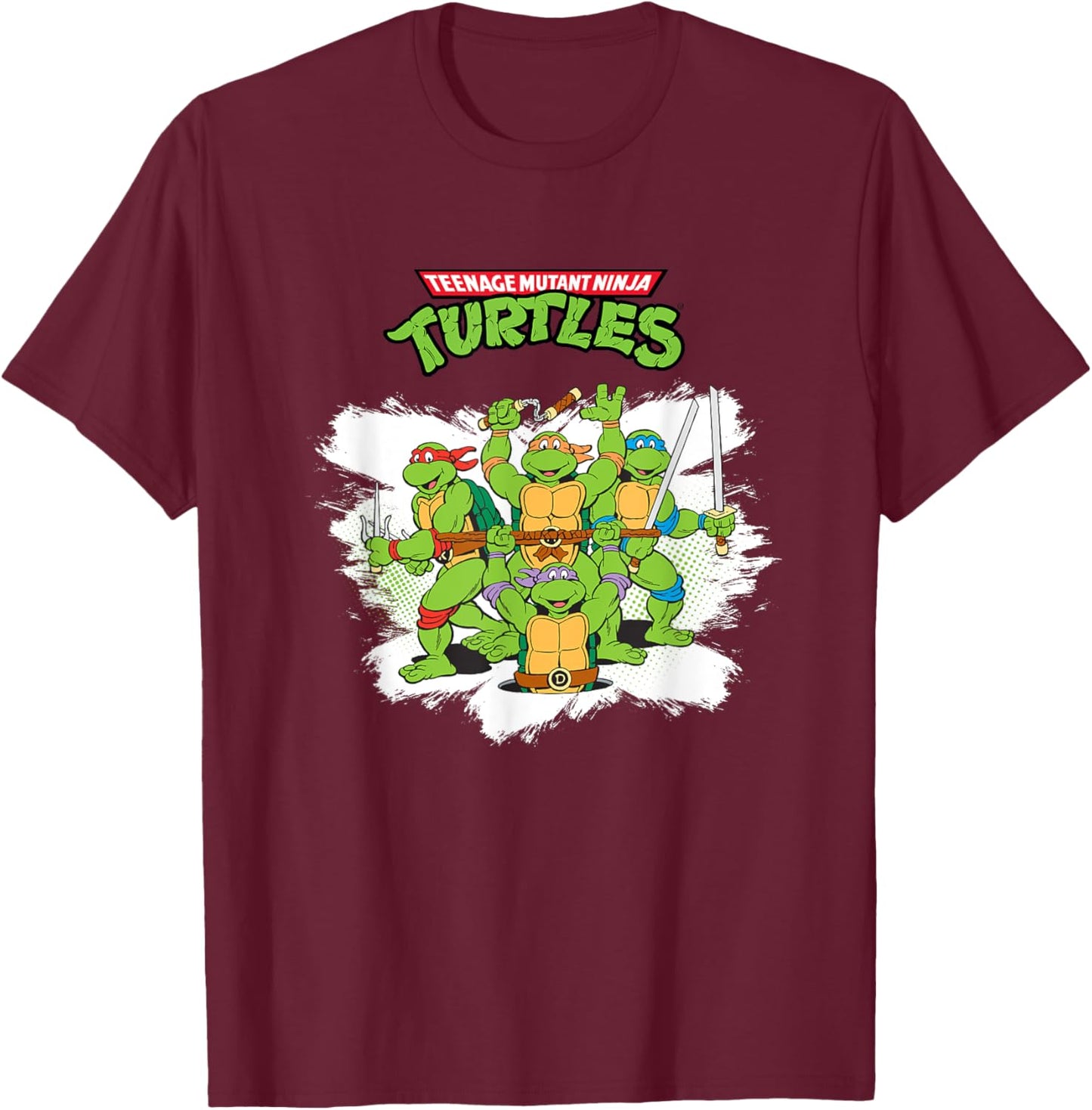 Mademark x Teenage Mutant Ninja Turtles - Original Teenage Mutant Ninja Turtles Classic Retro Logo T-Shirt - T-Shirt | Maroon