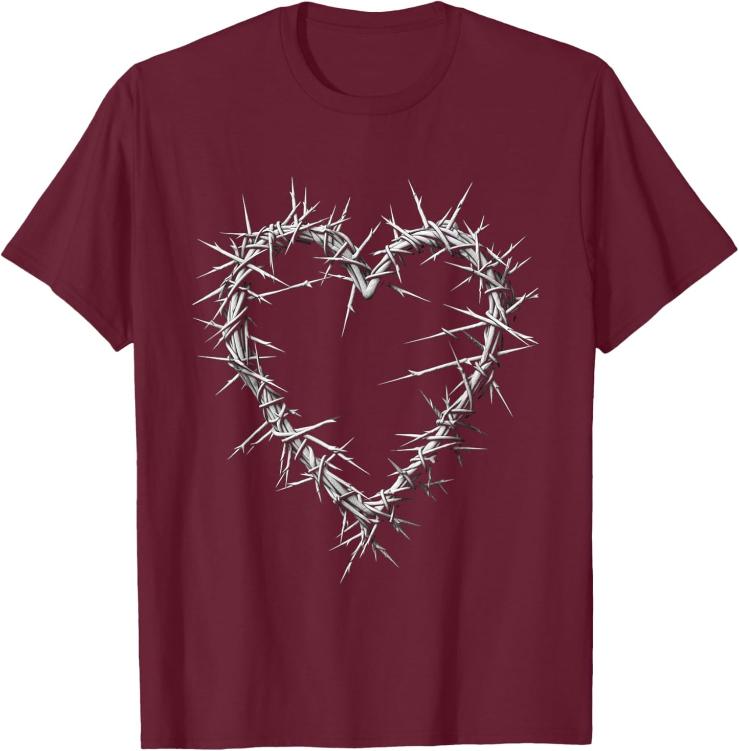 Barbed Wire Heart Barbwire Gothic Grunge Aesthetics T-Shirt - T-Shirt | Maroon