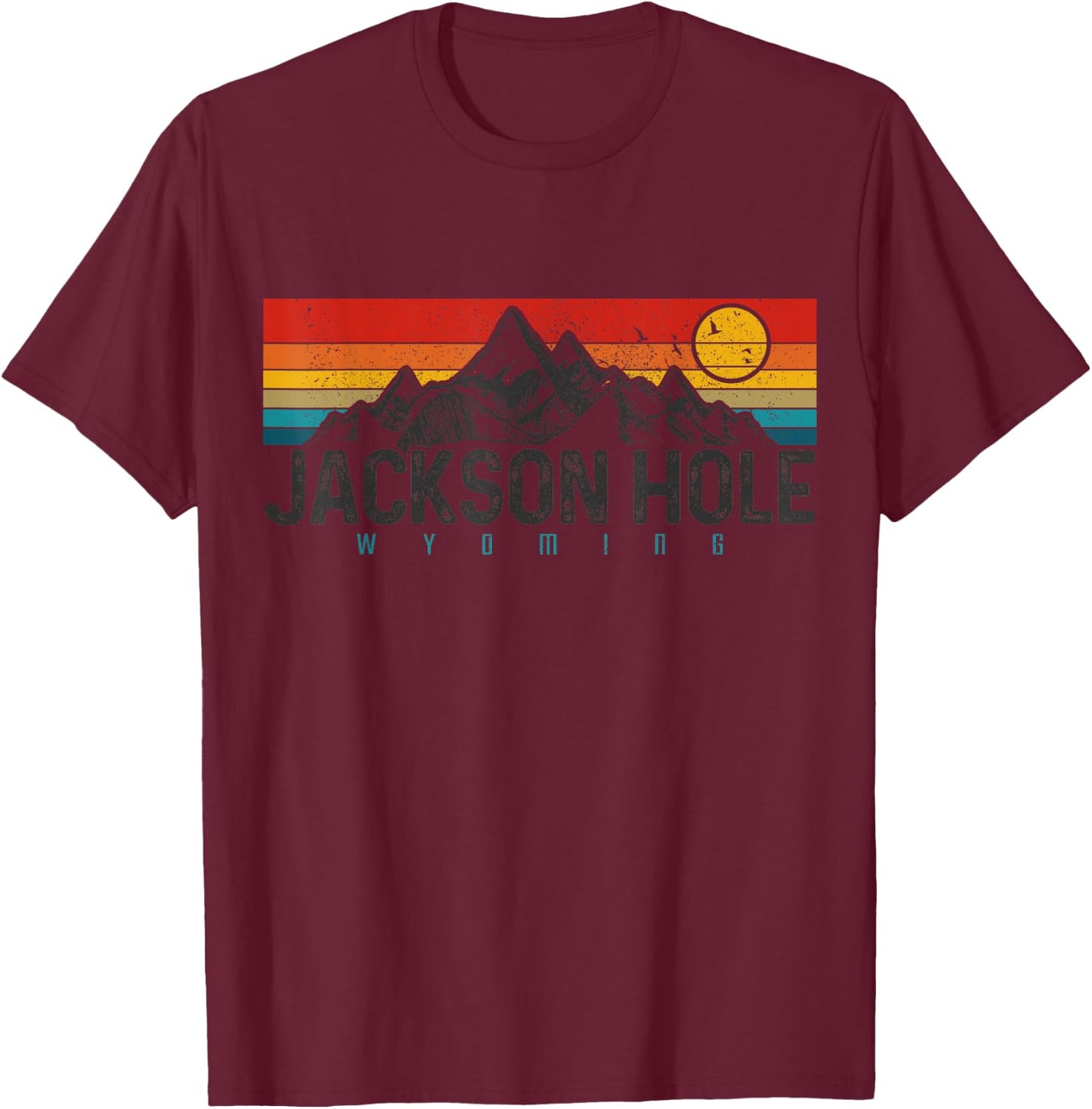 Jackson Hole Vintage Wyoming Mountains Pride Gift T-Shirt - T-Shirt | Maroon