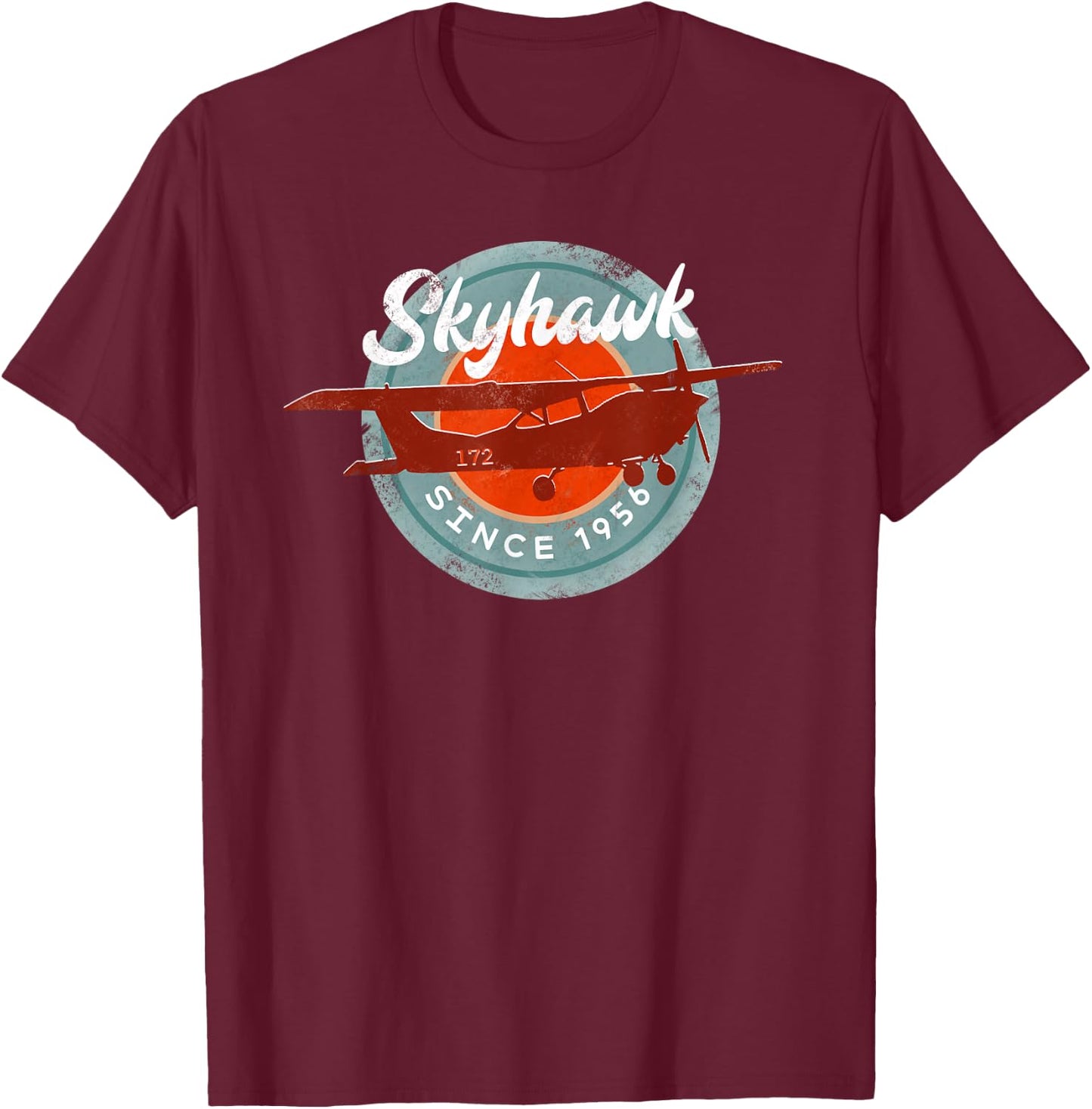 C172 Skyhawk Vintage Retro Airplane Flying Pilot Gift T-Shirt - T-Shirt | Maroon