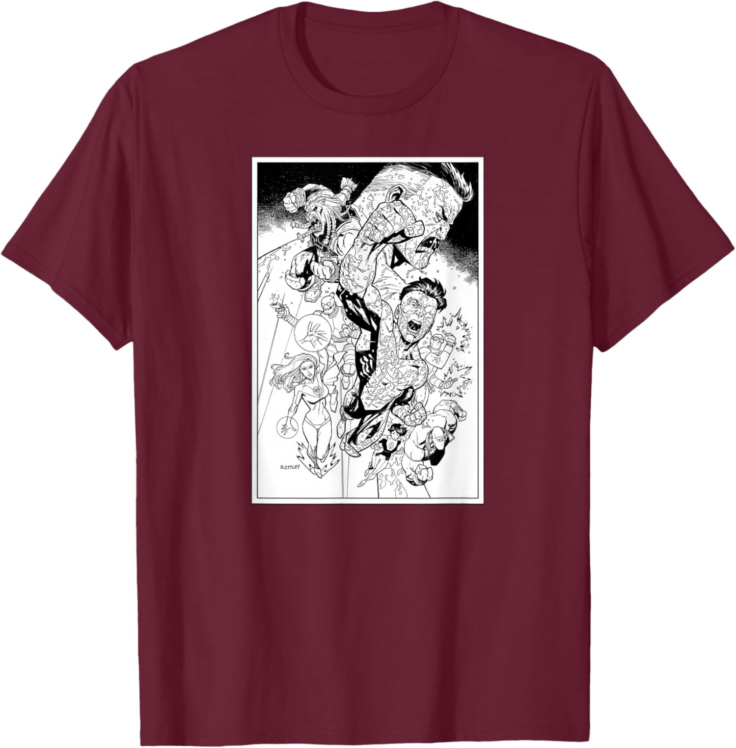 Invincible Character Montage T-Shirt - T-Shirt | Maroon