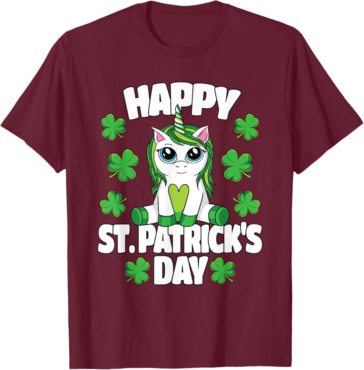 Happy St. Patrick's Day Lepricorn Irish Unicorn Girls T-Shirt - T-Shirt | Maroon