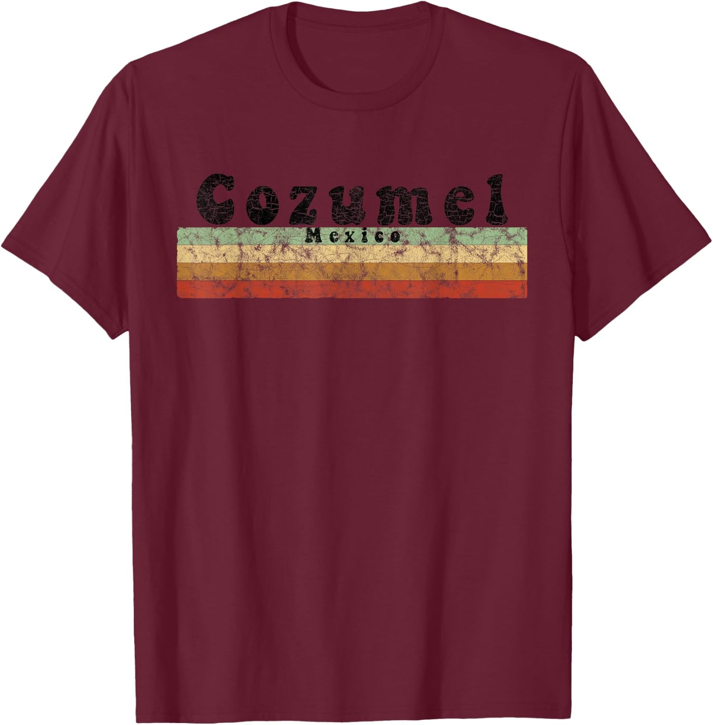 Vintage 1980s Style Cozumel, Mexico T-Shirt - T-Shirt | Maroon