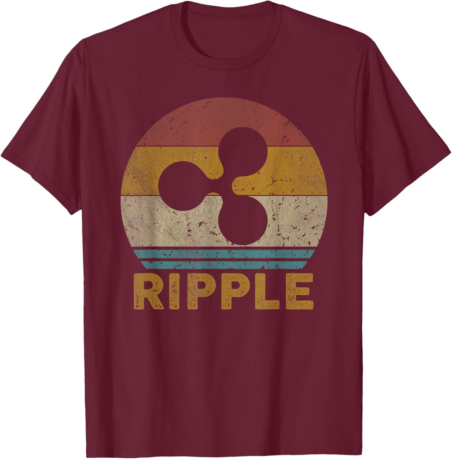 Vintage Ripple (XRP) Crypto Ripple T-Shirt - T-Shirt | Maroon