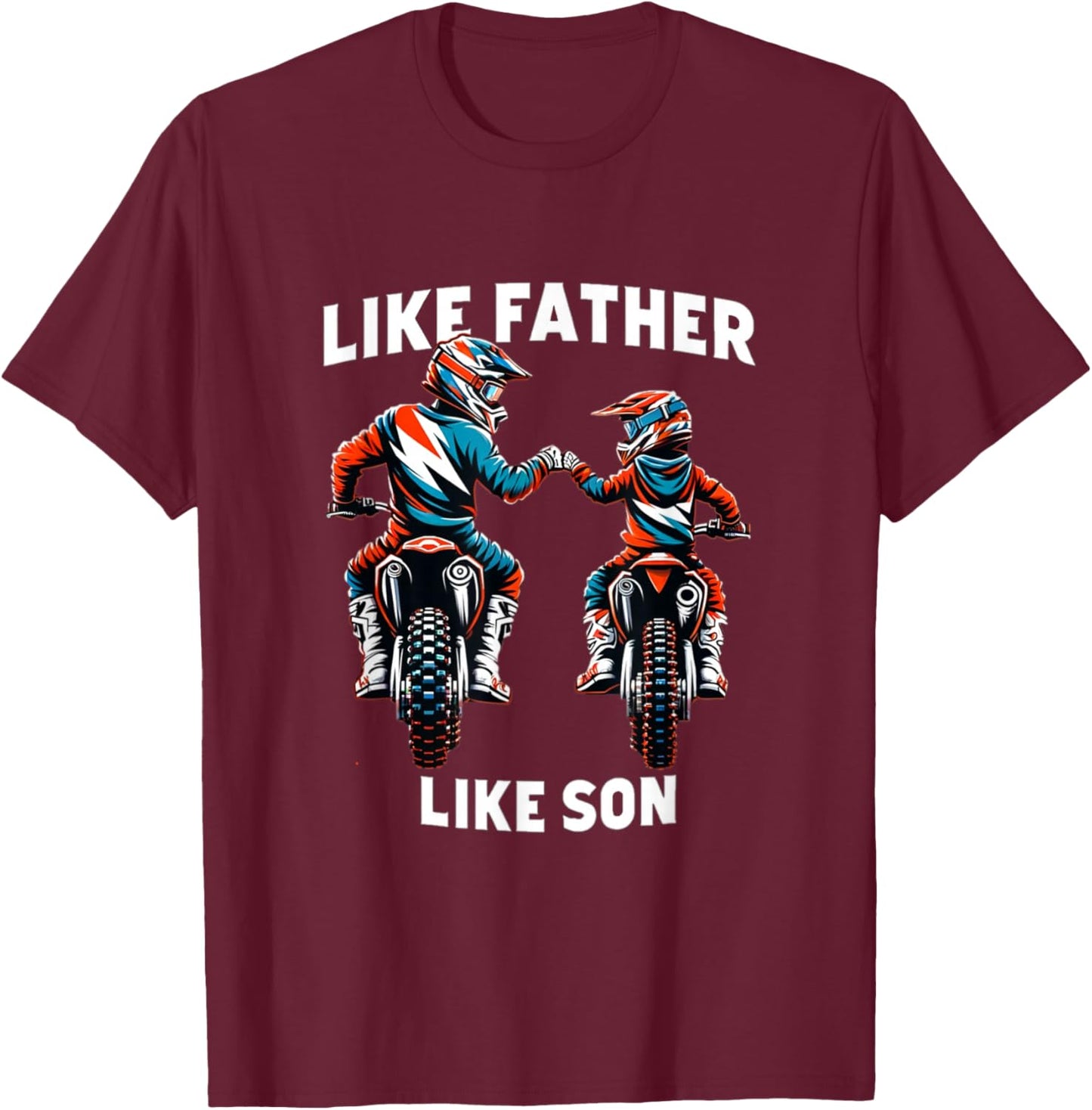 Dirt Bike Family Father Son Motocross Off-Road MX Dad Boys T-Shirt - T-Shirt | Maroon
