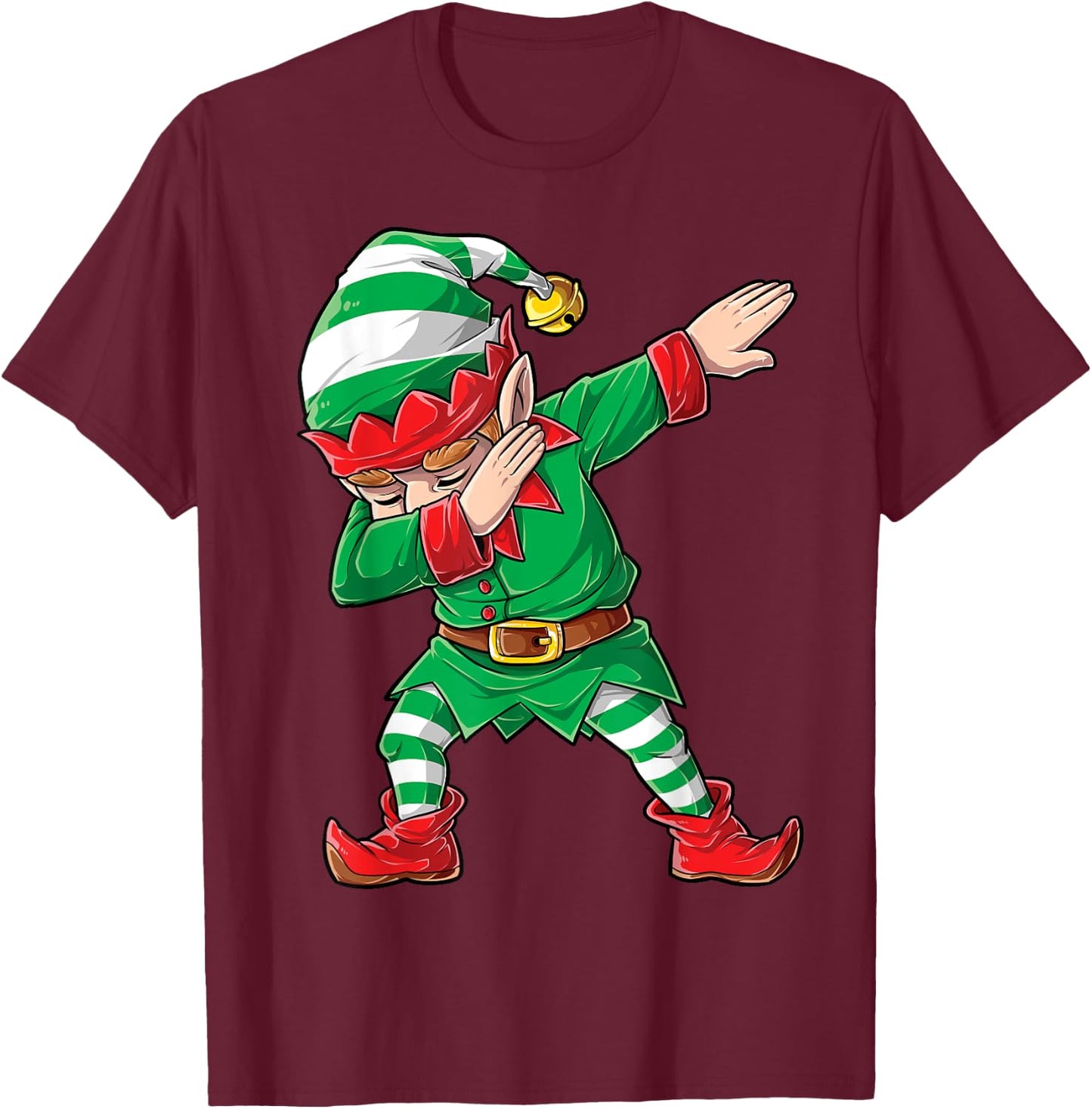 Christmas Dabbing Elf Squad Boys Men Xmas Family Matching Short Sleeve T-Shirt - T-Shirt | Maroon