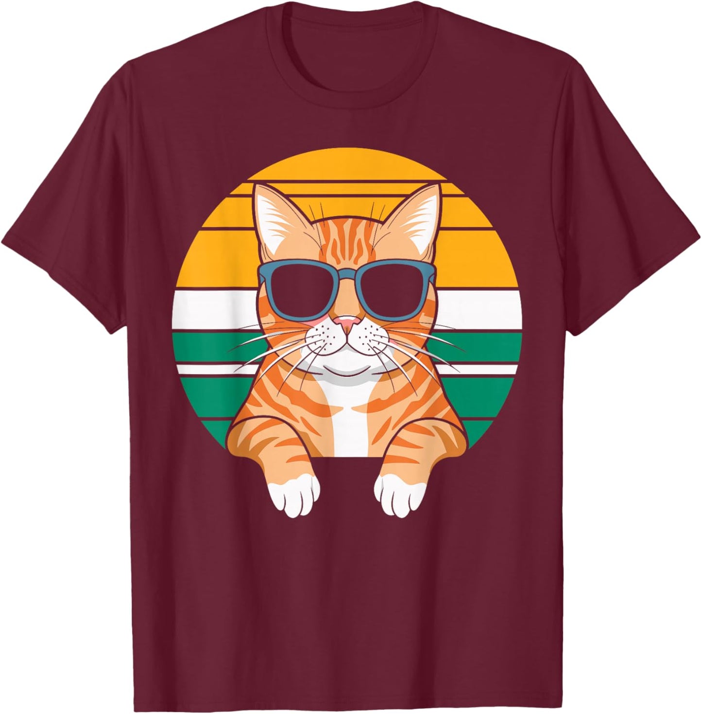 Orange Tabby Cat With Sunglasses Orange Cat T-Shirt - T-Shirt | Maroon