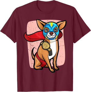 Funny Chihuahua Lucha Libre Wrestling T-Shirt - T-Shirt | Maroon