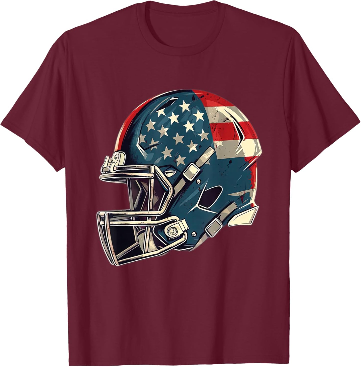 Patriotic Football 4th of July USA American Flag Boys Teens T-Shirt - T-Shirt | Maroon