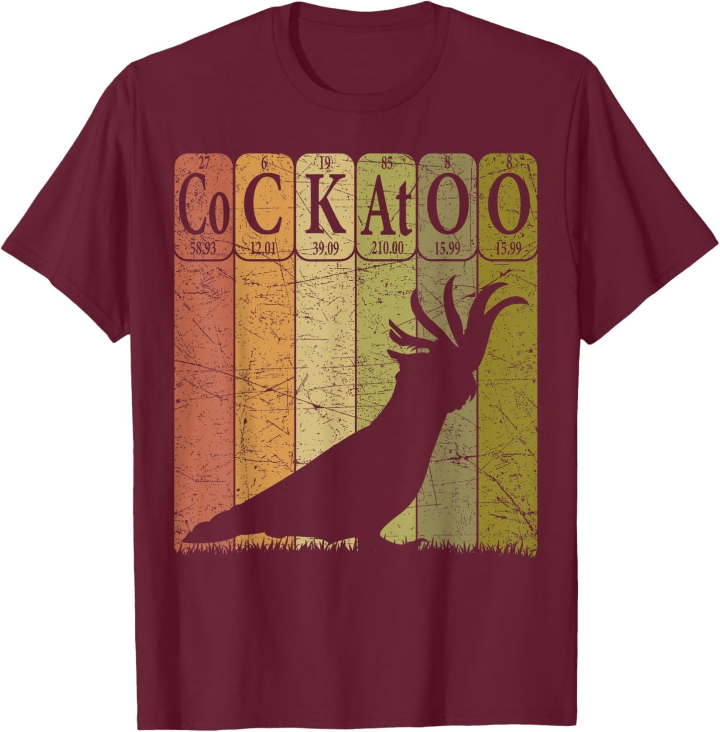 Cockatoo Periodic Table Elements Cockatoo Parrot Ornithology T-Shirt - T-Shirt | Maroon