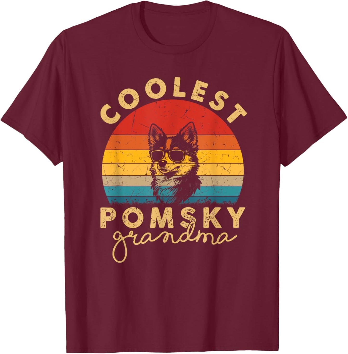 Pomsky Coolest Grandma Gifts Funny Pomsky Dog Mom T-Shirt - T-Shirt | Maroon