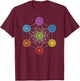 Sacred Geometry Metatrons Cube 7 Chakras - Psychedelic Shirt T-Shirt - T-Shirt | Maroon