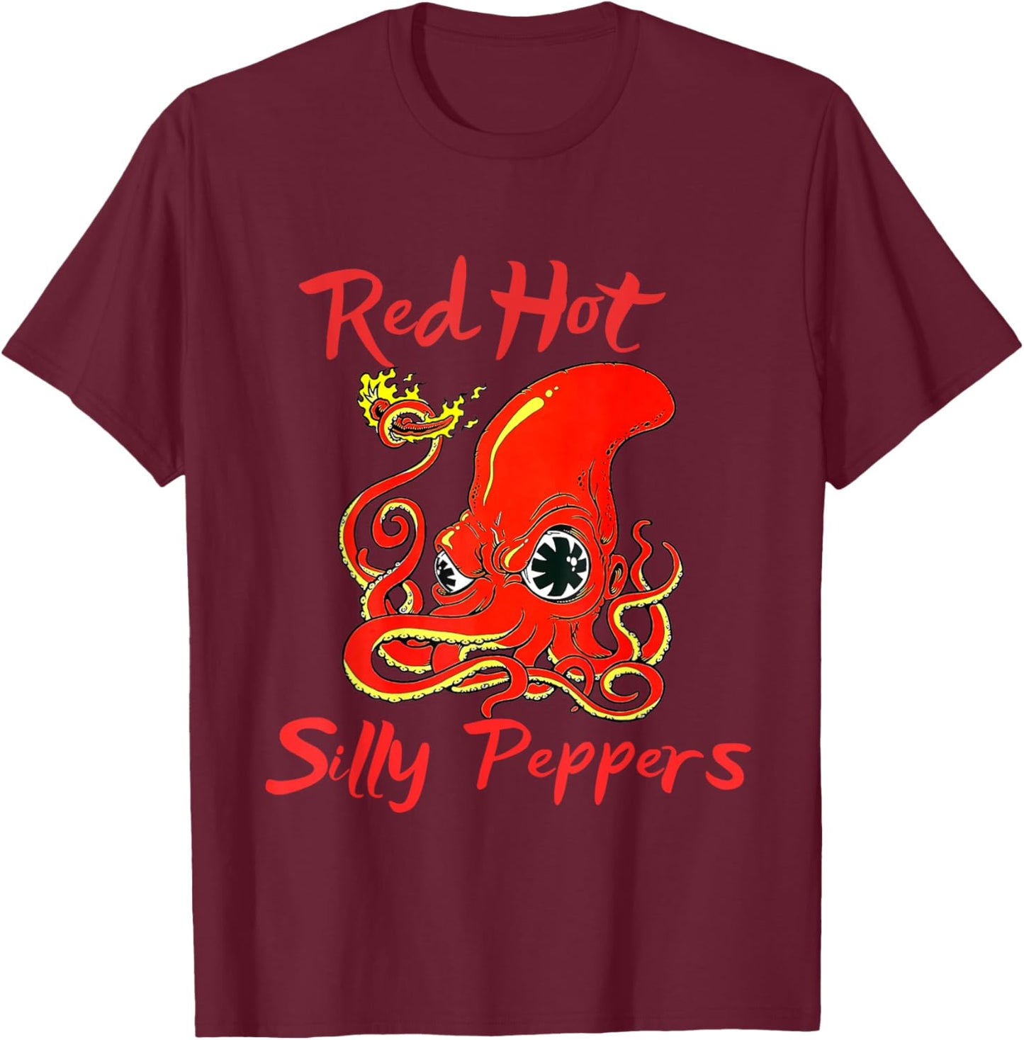 Octopus Chilli Red Hot Silly Peppers Funny T-Shirt - T-Shirt | Maroon