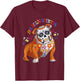Dia De Los Muertos English Bulldog Floral Skull Face Mexican Women T-Shirt - T-Shirt | Maroon