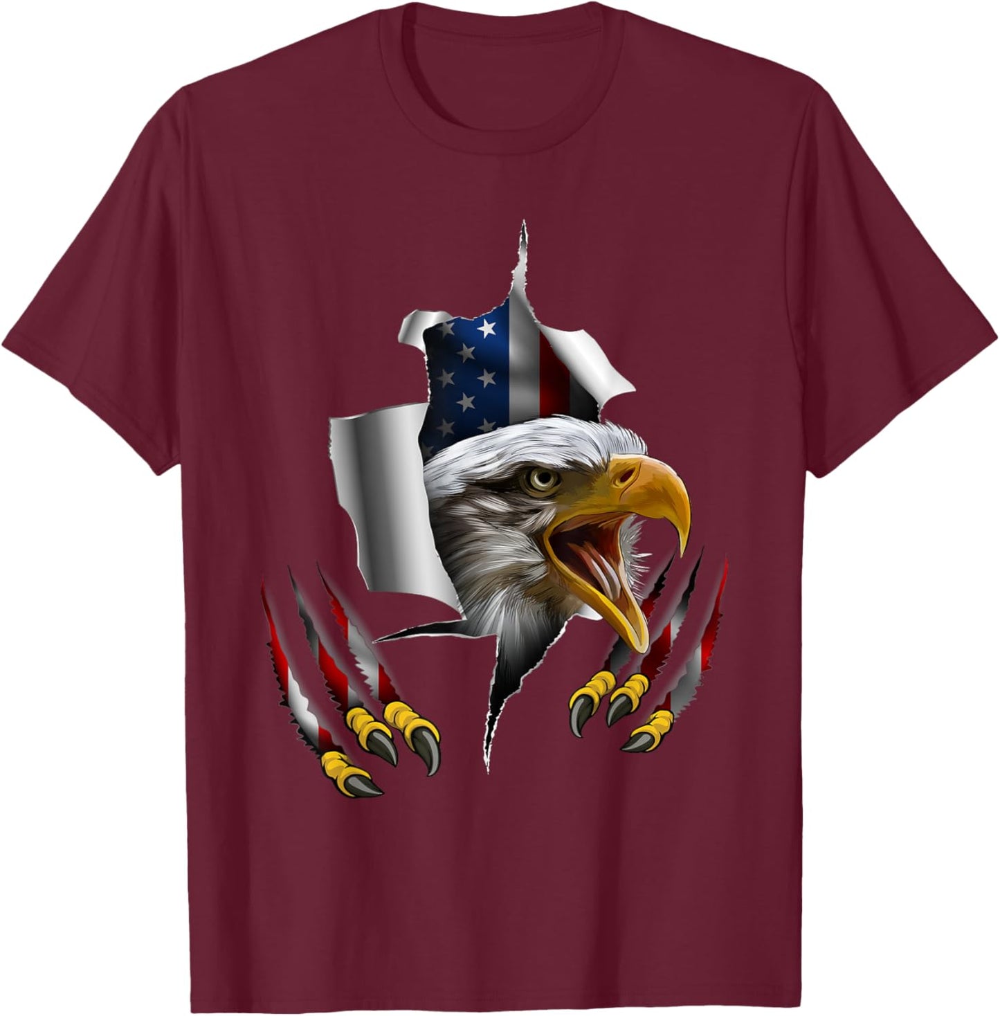 Patriotic USA Bald Eagle 4th of July Flag Vintage T-Shirt - T-Shirt | Maroon
