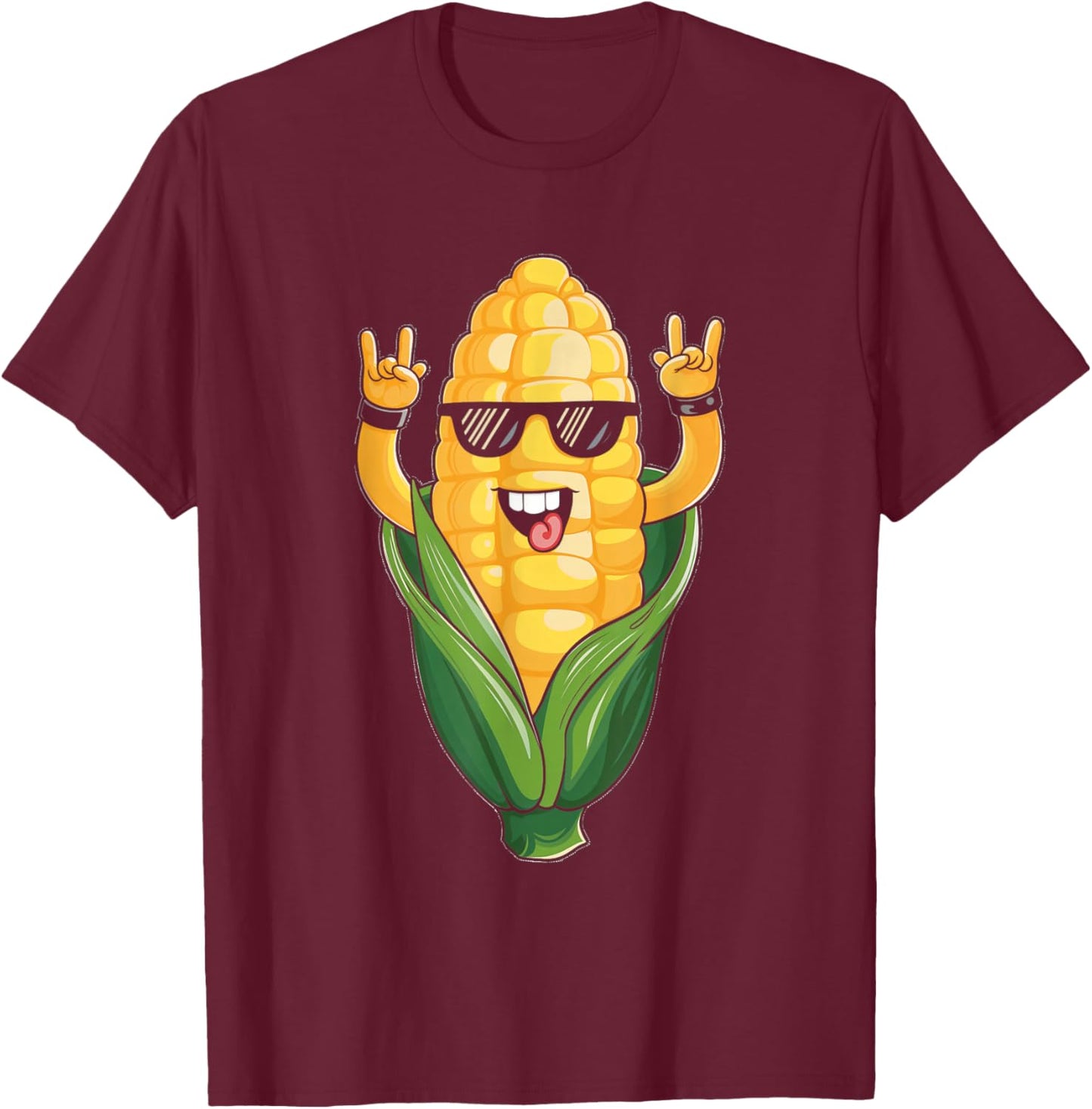 Rock On Corn Corn Lover Sweet Corn On The Cob T-Shirt - T-Shirt | Maroon