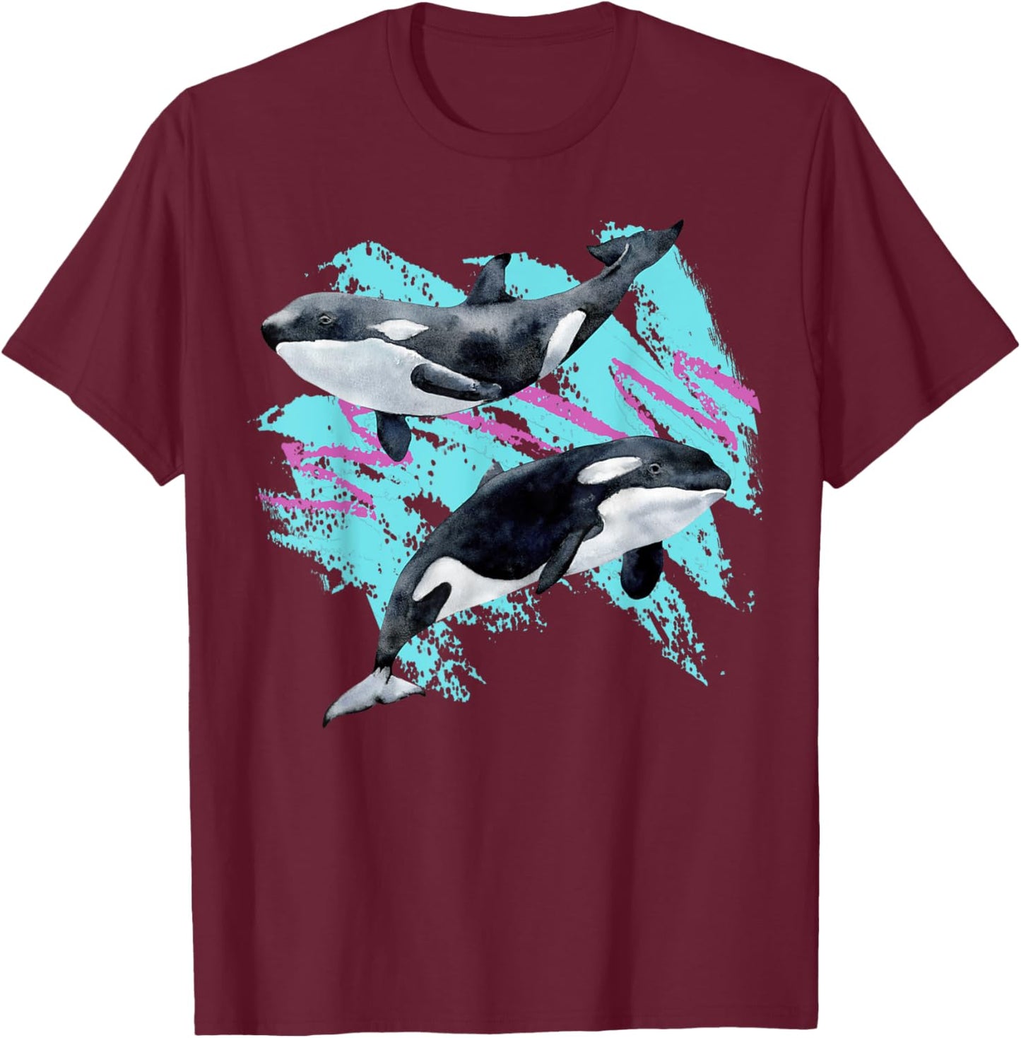 Save Whales 90s Ocean Animals Chart Mammals Guide Orca Eco T-Shirt - T-Shirt | Maroon
