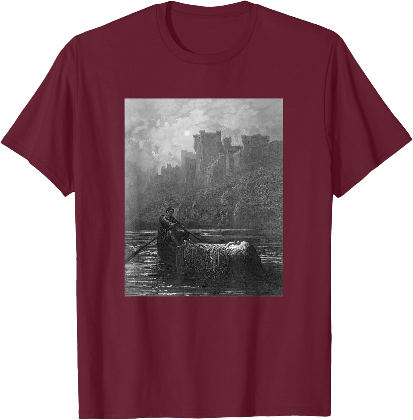 Gustave Doré - Alfred Lord Tennysons Elaine 2 - For Artists T-Shirt - T-Shirt | Maroon
