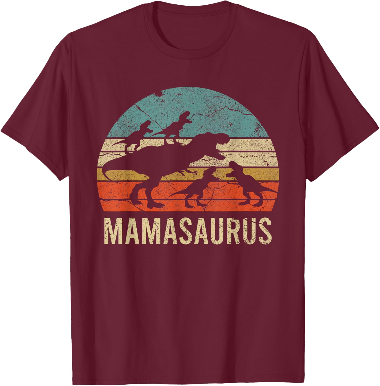 Mommy Mom Mama Dinosaur Funny 4 Four kid Mamasaurus Diy Gift T-Shirt - T-Shirt | Maroon